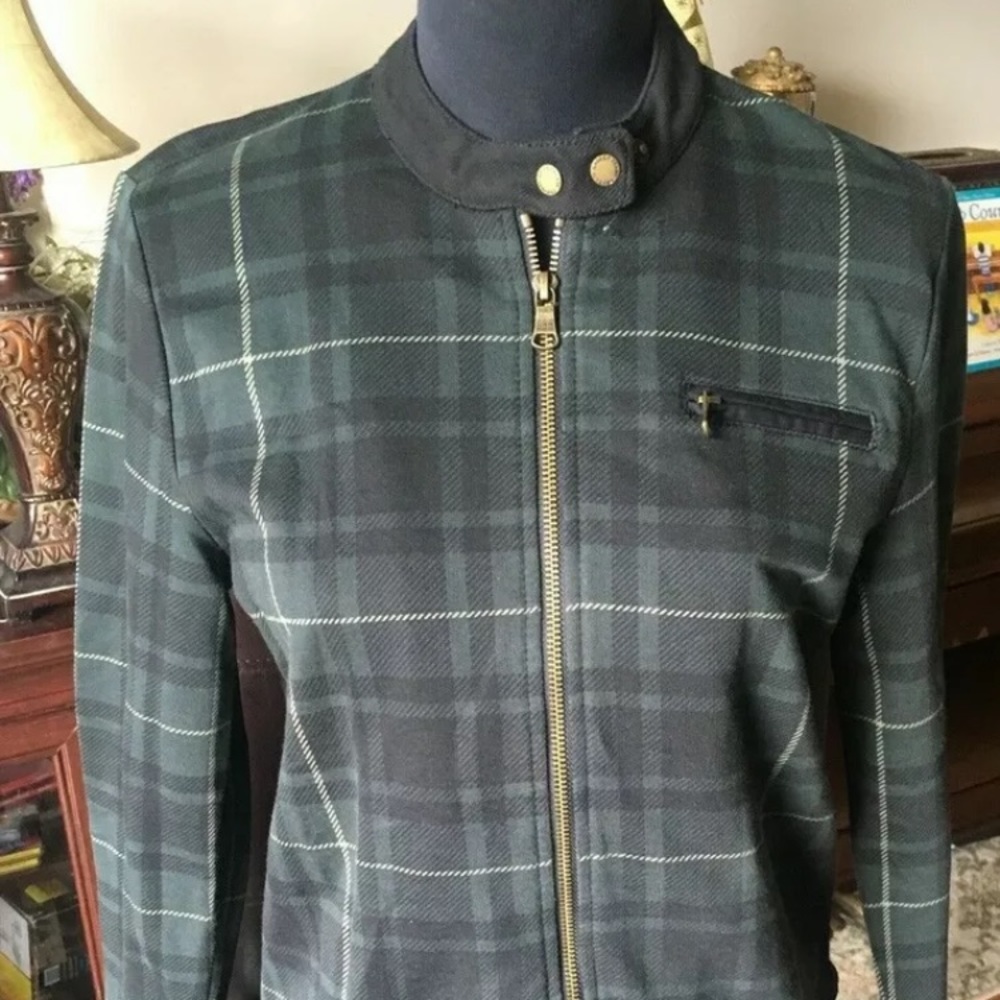 Ralph Lauren Womens' Plaid Zip-up Light-Weight Long Sleeve Jacket